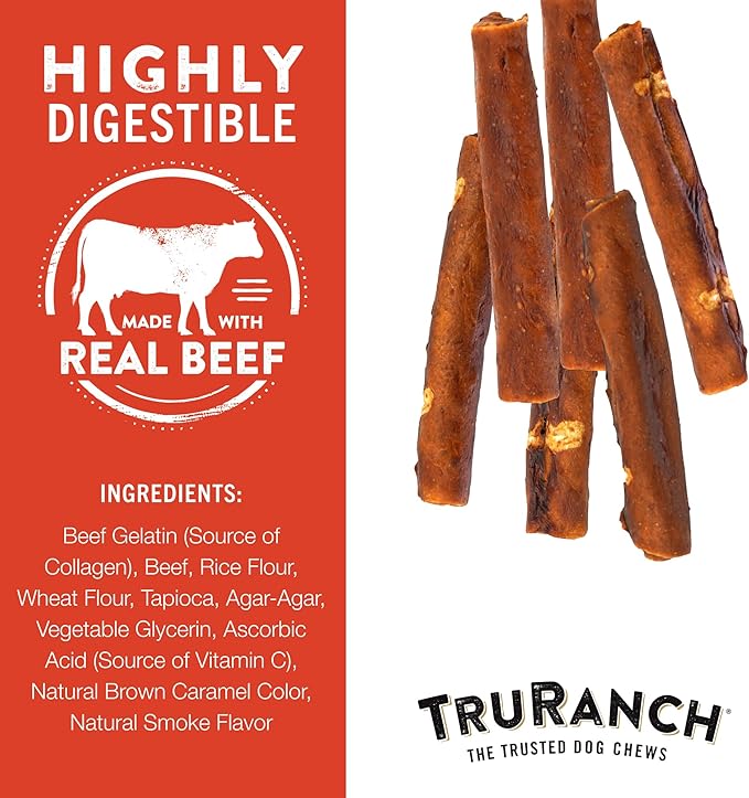 Collagen Rolls - 6" Collagen Rolls for Dogs - Long Lasting Healthy Joint Support - Rawhide Alternative - Skin &amp; Coat Health - Made with Real Beef, Value Pack, 15 Bags, 60 Count