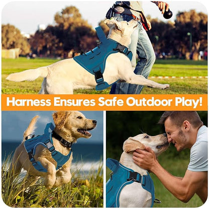 Heavy-Duty Tactical Dog Harness for Large Dogs, No Pull Adjustable Reflective Pet Vest with Molle System, K9 Military-Grade Control for Service Training, Outdoor &amp; 10+ Breeds, Blue, Small