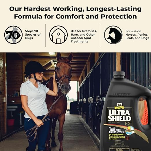 Absorbine UltraShield EX 128oz Insecticide, Kills &amp; Repels Flies, Mosquitoes, Ticks, Fleas, Lice, Use on Horses, Dogs, Premises