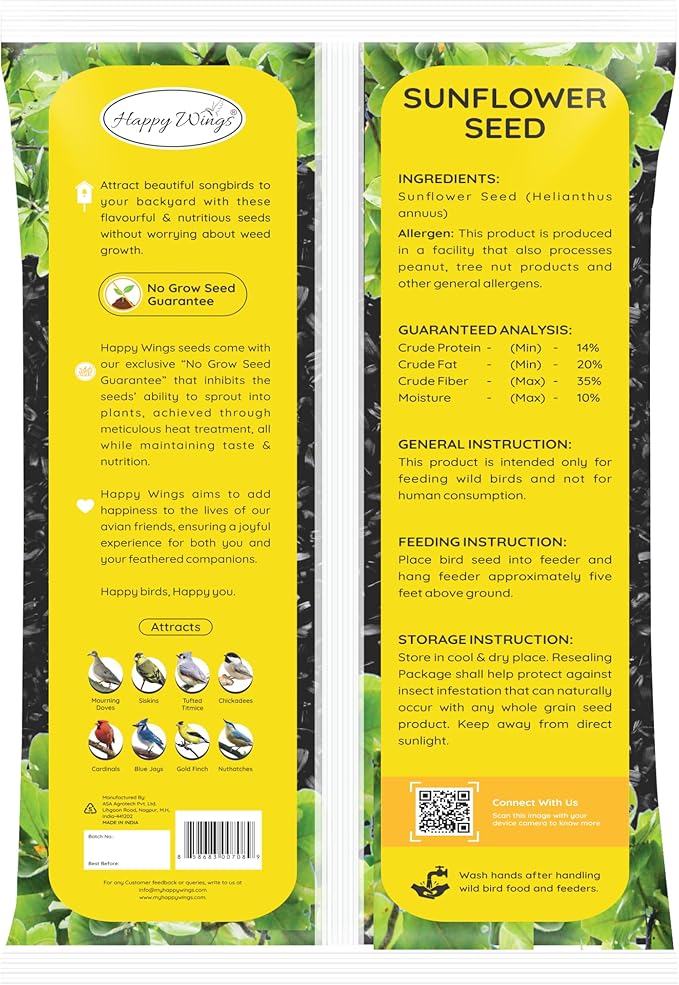 Nyjer Seed &amp; Sunflower Seeds Wild Bird Food Combo - 5 Pound Pack I No Grow Seed I Bird Food for Wild Birds