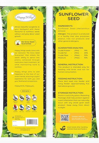 Nyjer Seed &amp; Sunflower Seeds Wild Bird Food Combo - 5 Pound Pack I No Grow Seed I Bird Food for Wild Birds