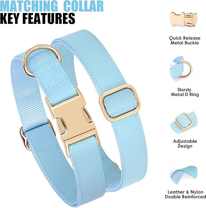 PET ARTIST Soft PU Leather Dog Collar for Medium Dogs, Bright &amp; Classic Nylon Padded Durable Dog Collar Leather with Quick Release Metal Buckle Adjustable for Male Dogs, Neck Fit 13-19"