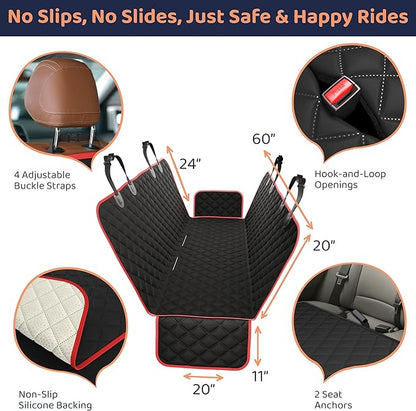 XL Dog Car Seat Cover for Back Seat, Waterproof Hammock for Car, SUV &amp; Truck, Non-Slip Backseat Cover for Dogs, Heavy-Duty Dog Hammock Style Seat Protector Pets, Easy to Install &amp; Clean