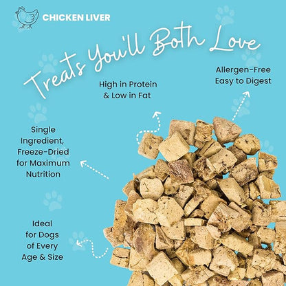 hotspot pets Freeze Dried Chicken Liver Treats for Cats &amp; Dogs -1LB Big Bag-Made in USA- Single Ingredient All Natural, Grain-Free - Perfect for Training, Food Topper or Snack