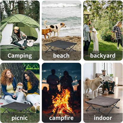 KingCamp Elevated Dog Bed for XL Dogs, Outdoor Raised Cooling Pet Cot Bed with Washable Breathable Mesh &amp; No-Slip Feet Perfect for Camping, Backyard, Indoor Use (X-Large, Black)