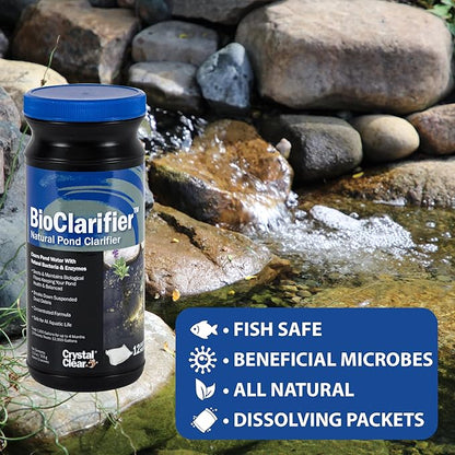 CrystalClear BioClarifier Small Pond &amp; Water Garden Clarifier &amp; Cleaner, Cloudy Water Beneficial Microbe Treatment, Fish, Plant &amp; Pet Safe, 24 Packets