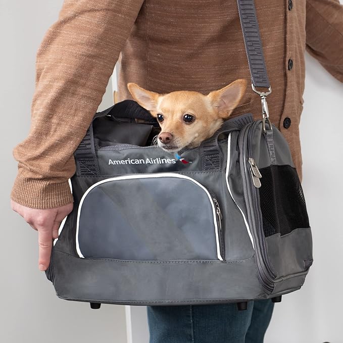 Sherpa American Airlines Travel Pet Carrier, Airline Approved &amp; Guaranteed On Board - Charcoal Gray, Medium