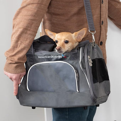 Sherpa American Airlines Travel Pet Carrier, Airline Approved &amp; Guaranteed On Board - Charcoal Gray, Medium