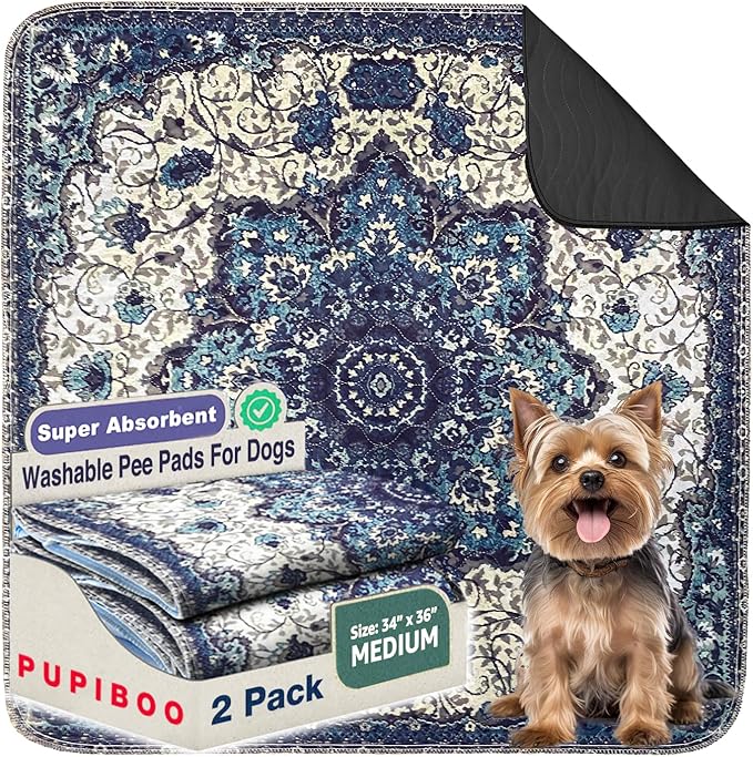 Washable Pee Pads for Dogs - Super Absorbent Reusable Puppy Training Pads - 100% Waterproof, Leak-Proof &amp; Non-Slip Whelping Pads for Pet Housebreaking