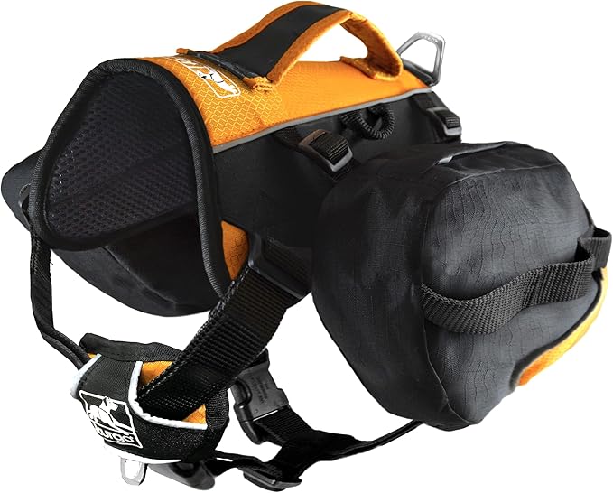 Kurgo Dog Saddlebag Backpack, Back Pack Dog Harness, Hiking Pack for Dogs, Packs for Pets to Wear, Camping &amp; Travel Vest Harness, Reflective, Lightweight, Baxter Pack for Medium &amp; Large Pets