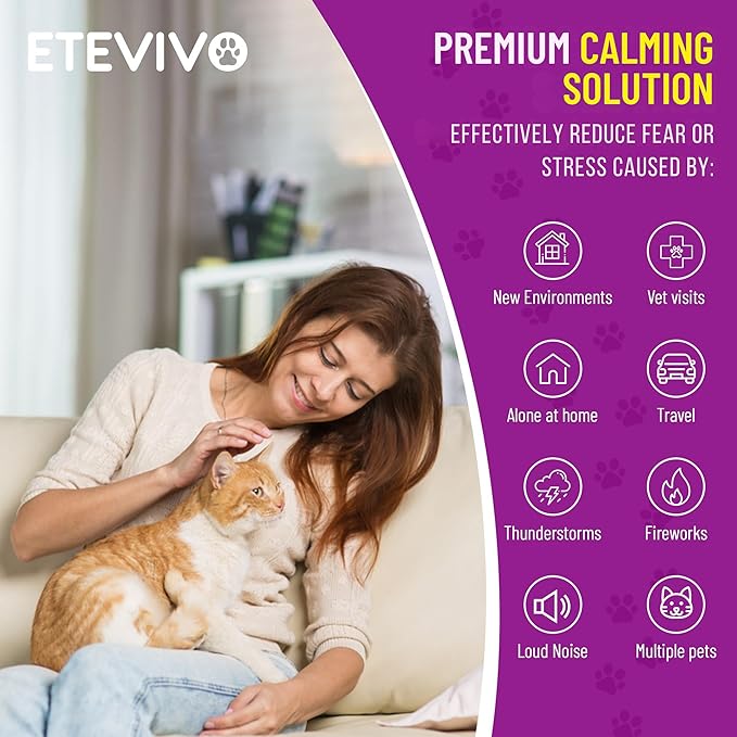 Cat Pheromones Calming Diffuser Cat Anxiety Relief Pheromones for Cats Promotes Well-Being &amp; Comfort Cat Calming Diffuser with 2 Refills 60 Days Long Lasting Serenity