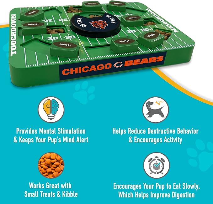 Pets First NFL Chicago Bears Large Puzzle Toy, New Size, Interactive Dog Treat &amp; Slow Feeding Toy