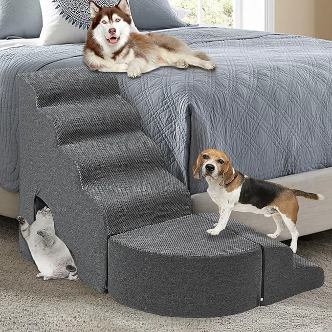 Update Stable Dog Stairs &amp; Steps Ramps for High Beds 30 inches High Tall, LitaiL 6 Step Pet Stairs Steps for High Beds 30 inch Large Dogs, Non-Slip Dog Ramps for Small Dogs, Older Cat
