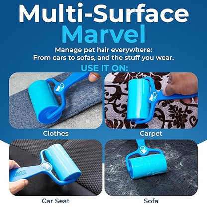 PetLovers EzRoll Reusable Lint Roller - Sticky for Life &amp; Multi-Purpose Pet Hair, Dust, &amp; Lint Remover for Clothing, Upholstery, &amp; Cars - Sustainable, Washable &amp; Efficient