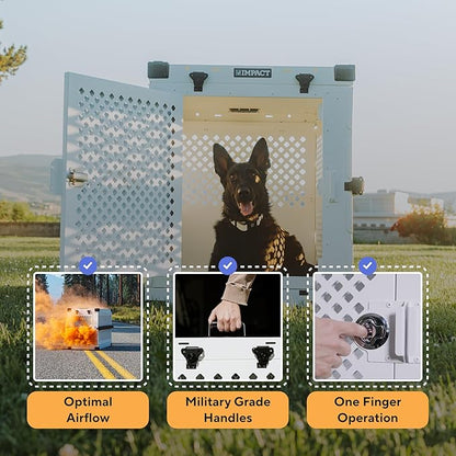 Impact Collapsible Dog Crate - Foldable Hard Crate for Large Dogs - Heavy Duty Travel Kennel with Powder-Coated Aluminum - Quick Setup for Indoor &amp; Outdoor (Gray, 40" (40.5" L x 23" W x 29" H))