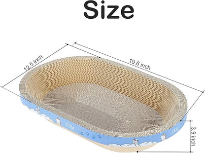Cat Scratcher, 19.6x12.5 inches Cardboard Cat Scratching Board, Large Cat Scratchers for Indoor Cats, Bowl-Shaped Cat Scratch Pad Bed with Catnip