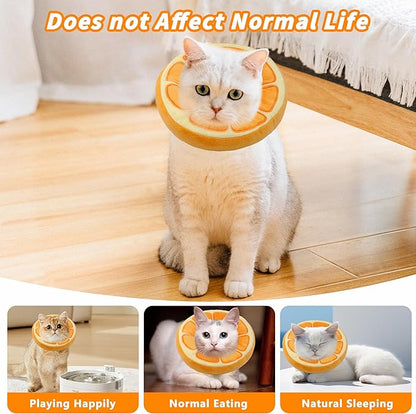 Soft Cat Cone Collar, Cute Cat Recovery Collar Suitable for Small, Medium, Large Cats,Elizabethan Neck Collar for Cats After Surgery (Orange, Medium)