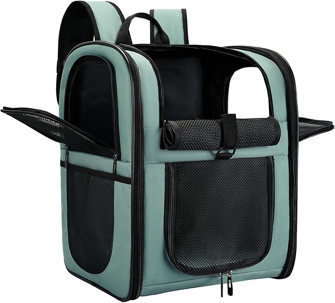 Apollo Walker Dog &amp; Cat Carrier Backpack for 4-15lb Pets - Ventilated Safe Design with Padded Back Support, Breathable Mesh Pet Backpack for Hiking, Travel, Outdoor (Blue)