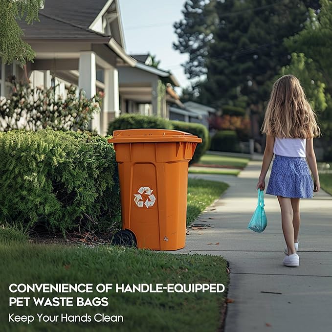 Compostable Dog Poop Bags for Swivel Bin &amp; Rake Dog Pooper Scooper, AYOTEE Heavy Duty Poop Bags for Dogs Biodegradable,Tear-Free Large Dog Bags for Poop 50 Packs, Dog Waste Bags with Handles, Green