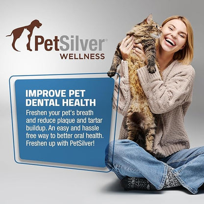 PetSilver Teeth &amp; Gum Spray - Dog Dental &amp; Teeth Cleaning Spray for Plaque &amp; Tartar Build-Up Reduction - Natural Breath Freshener for Dogs &amp; Cats - Patented Chelated Silver - Made in USA - 4oz, 2-Pack