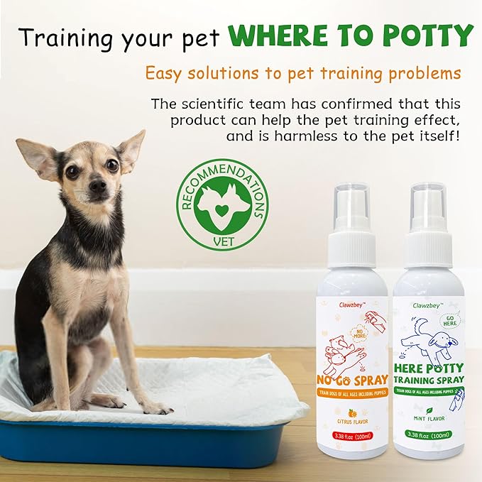 Dog Potty Spray Set, No-Go Spray &amp; Potty Training Spray, Puppy Essentials, Stops Urination &amp; Marking, Indoor and Outdoor Use (3.38 fl oz)