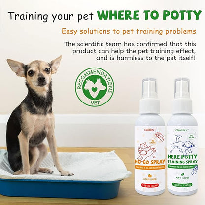 Dog Potty Spray Set, No-Go Spray &amp; Potty Training Spray, Puppy Essentials, Stops Urination &amp; Marking, Indoor and Outdoor Use (3.38 fl oz)
