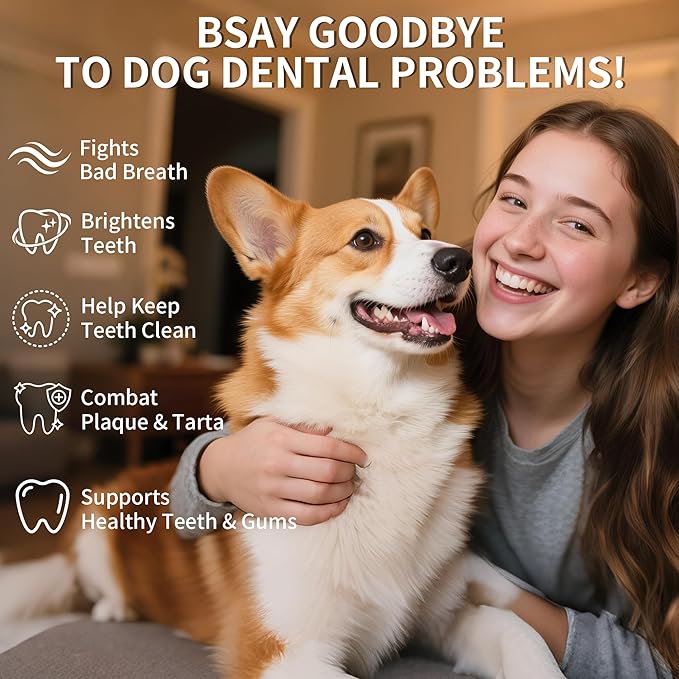 2 Pack Dog Dental Powder, Dog Teeth Cleaning Powder with Natural Herbal Blend &amp; Postbiotics, Dental Powder for Dogs Teeth, Targets Tartar &amp; Reduces Plaque &amp; Bad Breath for Dogs &amp; Cats, Mint -150Grams