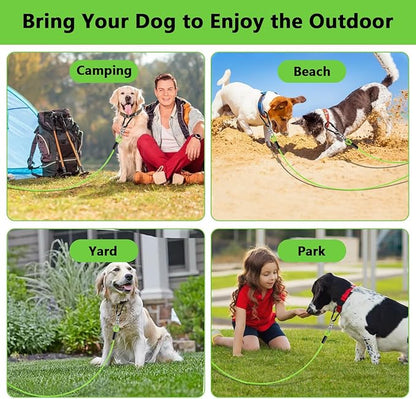 Dog Tie Out Cable 30FT-500Lbs,Heavy Duty Dog Leads Line for Yard with Swivel Hook,Medium Large Dogs Leash&amp;Chains for Outside,Rust Chew Proof Dogs Run Cable for Outdoor Camping (Green, 30FT)