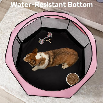 A 4 Pet Portable Cat Play Pen for Cats, 27" Foldable Kitten Playpen for Puppy/Cat/Rabbit/Chick, with Removable Zipper Top &amp; Mesh Panel(11”W × 7.5”H)
