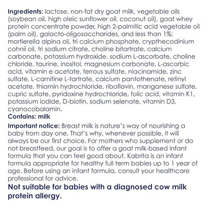 Kabrita Goat Milk-Based Infant Formula – 28oz – Pack of 2 – Natural, Gentle Baby Formula – European, Non-GMO – Ages 0-12 Months