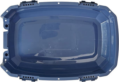 Amazon Basics 2-Door Top-Load Hard-Sided Cat Pet Travel Carrier, 19.0" L x 12.6" W x 10.0" H, Gray &amp; Blue