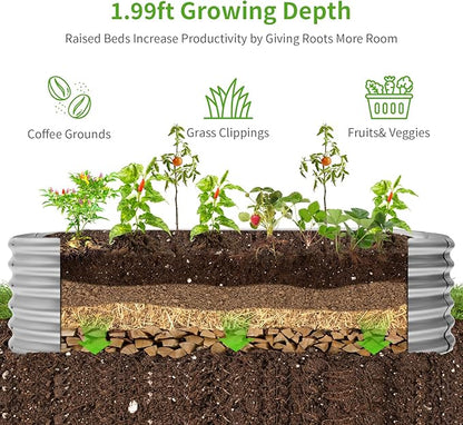Land Guard Galvanized Planter Raised Beds, 631.99ft Keyhole Raised Garden Bed