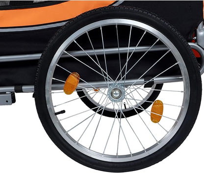 Blue-Grey Large Folding Bike Trailer for Dogs – Heavy-Duty Steel Frame, 66LB Capacity Pet Carrier for All-Terrain Cycling, Jogging &amp; Camping Adventures!