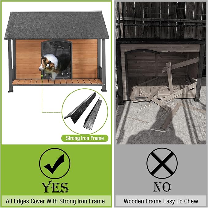 Gutinneen Large Dog House Outdoor Dog Kennel with All-Around Iron Frame Dog Cage Perfect for Small &amp; Medium &amp; Large Dogs,Roomy