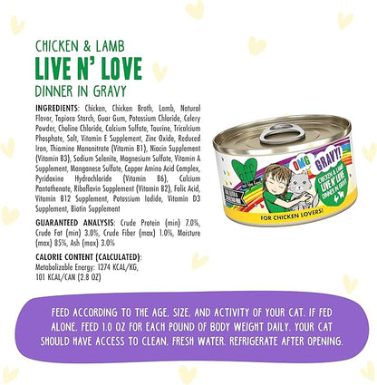 Weruva B.F.F. OMG - Best Feline Friend Oh My Gravy!, Chicken &amp; Lamb Live N&