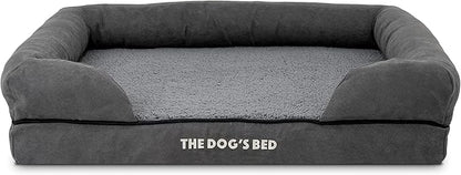 The Dog’s Bed, Medium Grey Plush Memory Foam, Pain Relief: Arthritis, Hip &amp; Elbow Dysplasia, Post Surgery, Lameness, Supportive, Calming, Washable Cover, Veterinary Approved