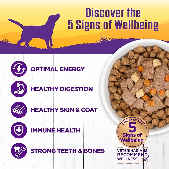 Wellness Complete Health Thick &amp; Chunky Natural Canned Wet Dog Food, Venison &amp; Salmon Stew, 12.5-Ounce Can (Pack of 12)