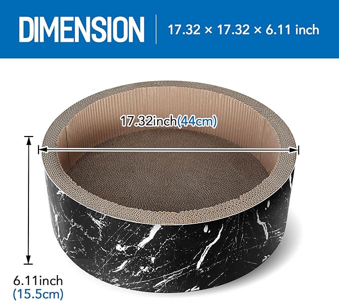 Cat Scratcher Post &amp; Board, Round Cat Scratching Lounge Bed, Durable Pad Prevents Furniture Damage, 17.32&