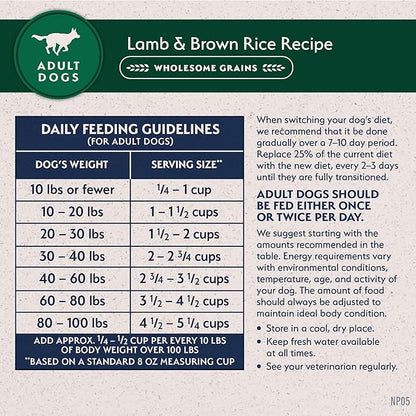 Natural Balance Limited Ingredient Adult Dry Dog Food with Healthy Grains, Lamb &amp; Brown Rice Recipe, 12 Pound (Pack of 1)