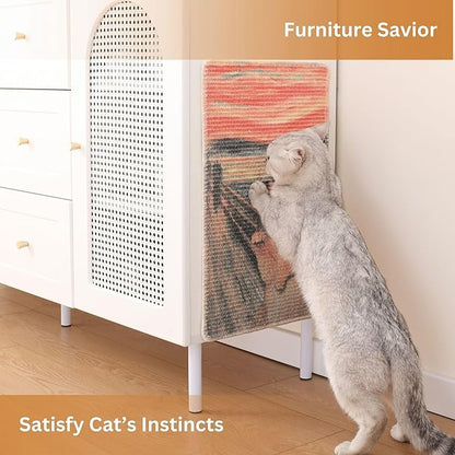 Sisal Cat Scratcher Post Mat (Use on Wall, Couch and Carpet), Durable and Shedding-Resistant Cat Scratching Surface - 21.7x13 inch with Adhesives and Twist Pins (Scream)