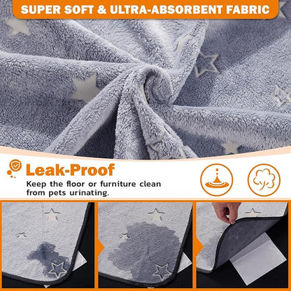 LOOBANI Washable Pee Pads for Dogs, Fast Absorption Reusable Puppy Pads, Waterproof Whelping Mats, Non Slip Training Pet Playpen Mat for Floor, Dog Crate, Grey, 1 Pack 65 x 48 in