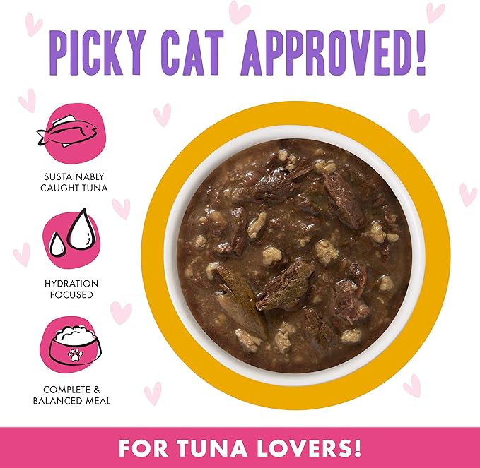 Weruva B.F.F. OMG - Best Feline Friend Oh My Gravy!, Tuna &amp; Turkey Tickles with Tuna &amp; Turkey in Gravy Cat Food, 3oz Pouch (Pack of 12)