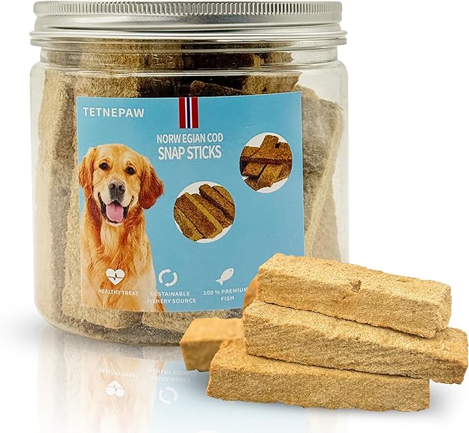 Dog Fish Treats Cod Made with Premium Natural Norwegian 100% Real Cod Fish Bones &amp; Meat Healthy Crunchy Biscuits for Dogs High Protein Grain-Free All-Natural Pet Snack