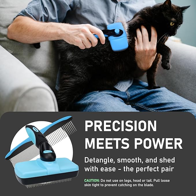 Maxpower Planet Pet Grooming Brush - Double Sided Shedding and Dematting Undercoat Rake Comb for Dogs and Cats,Extra Wide (C2 - Brush &amp; Comb, Large)