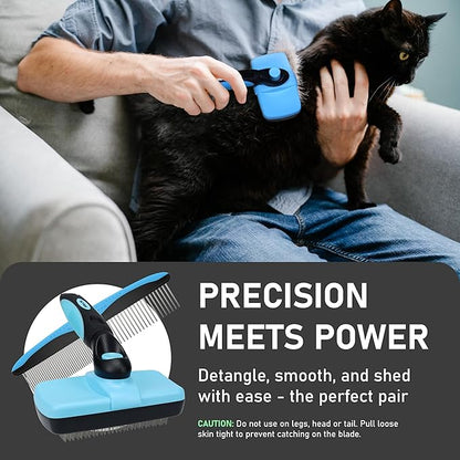 Maxpower Planet Pet Grooming Brush - Double Sided Shedding and Dematting Undercoat Rake Comb for Dogs and Cats,Extra Wide (C2 - Brush &amp; Comb, Large)