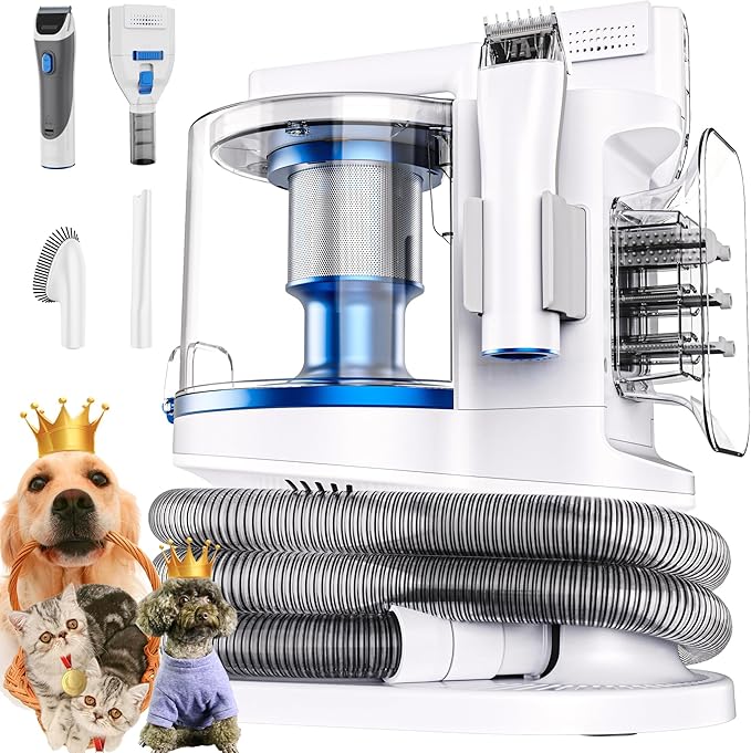 Pet Grooming Kit with 3.4L Oversized Vacuum Suction - 99% Pet Hair Removal - Professional Dog Clippers &amp; Shedding Tools for Cats, Teddy, Poodle, Golden Retrievers