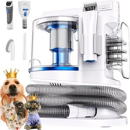 Pet Grooming Kit with 3.4L Oversized Vacuum Suction - 99% Pet Hair Removal - Professional Dog Clippers &amp; Shedding Tools for Cats, Teddy, Poodle, Golden Retrievers