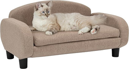 Paws &amp; Purrs Cat Sofa Bed, Pet Couch for Indoor Cats Elevated Cat Beds with Removable Washable Mattress Cover for Kitten, Puppy or Small Animal- 31.5" Wide, Sand