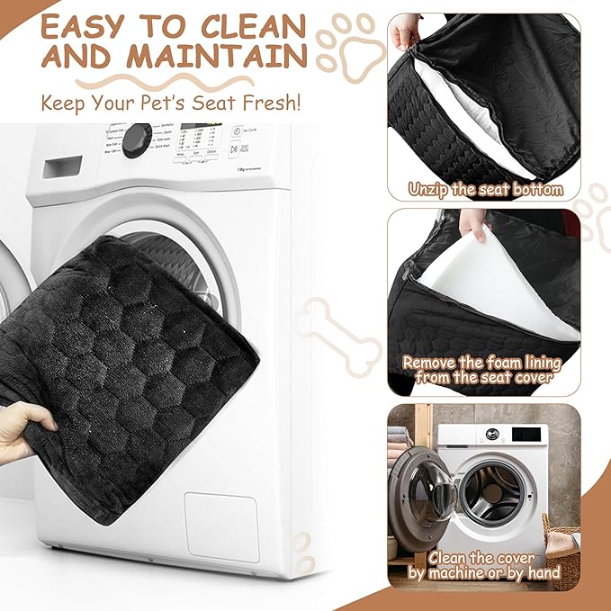 Dog Car Seat for Small/Medium Dogs - Dog Booster Seat with Safety Straps &amp; Non-Slip Base, Travel Pet Car Seat with Storage Pockets, Washable &amp; Removable, Suitable for Dogs Under 35 lbs (Black)