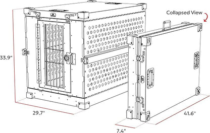 Heavy Duty Fully Collapsible Powder-Coated Aluminum Dog Crate - Large (Gray)